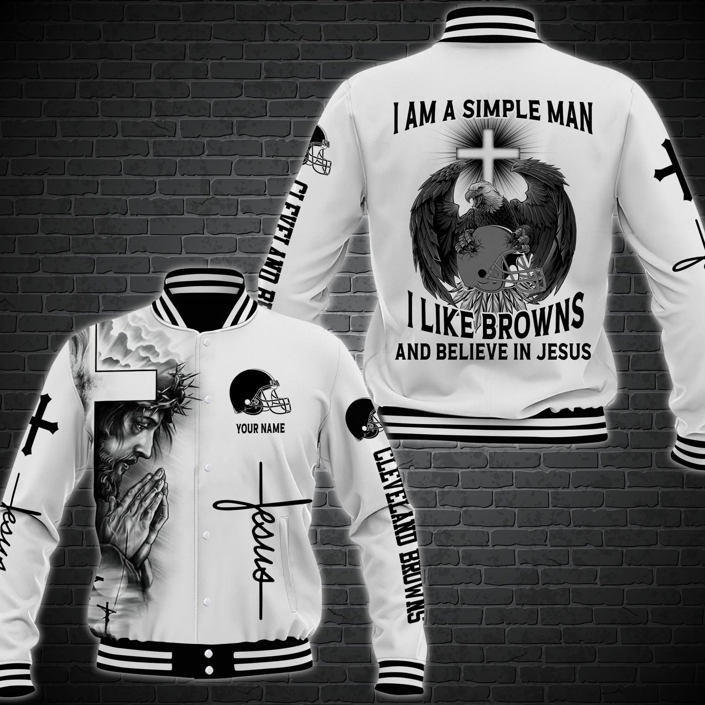 Cleveland Browns Personalized Baseball Jacket 65