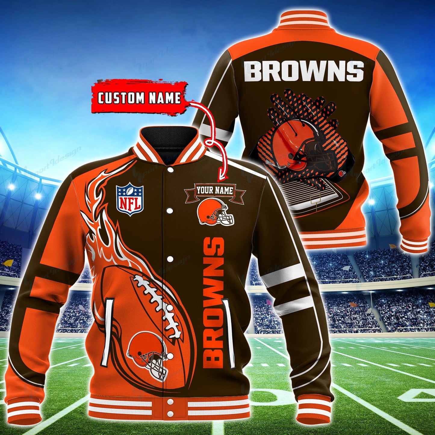 Cleveland Browns Personalized Baseball Jacket BG08