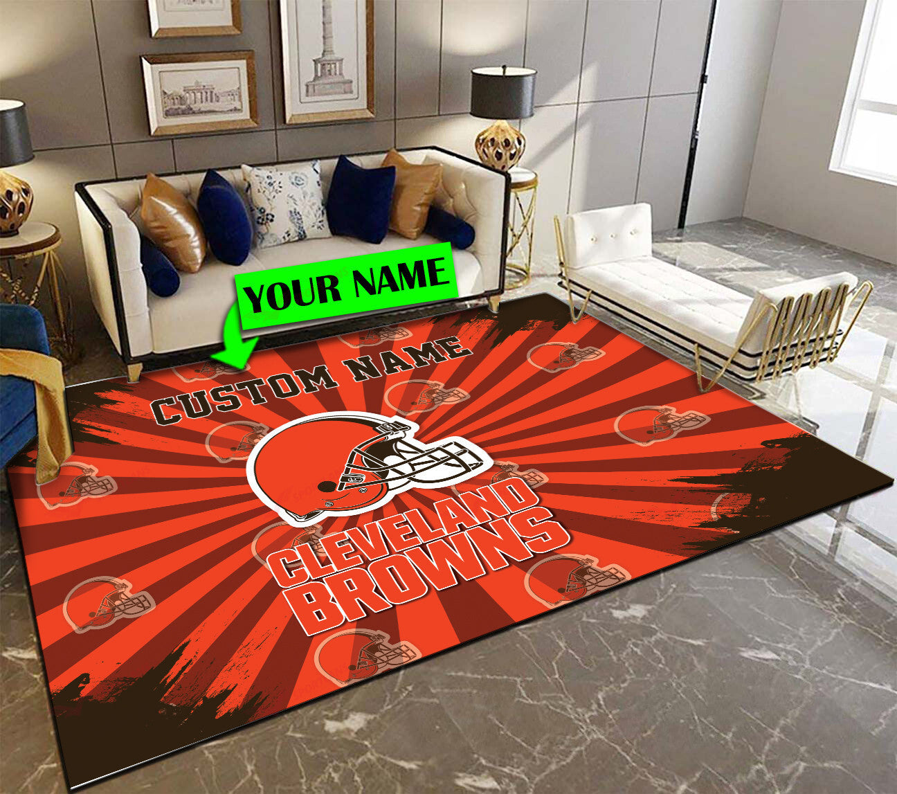 Cleveland Browns Personalized Premium Rectangle Rug 48