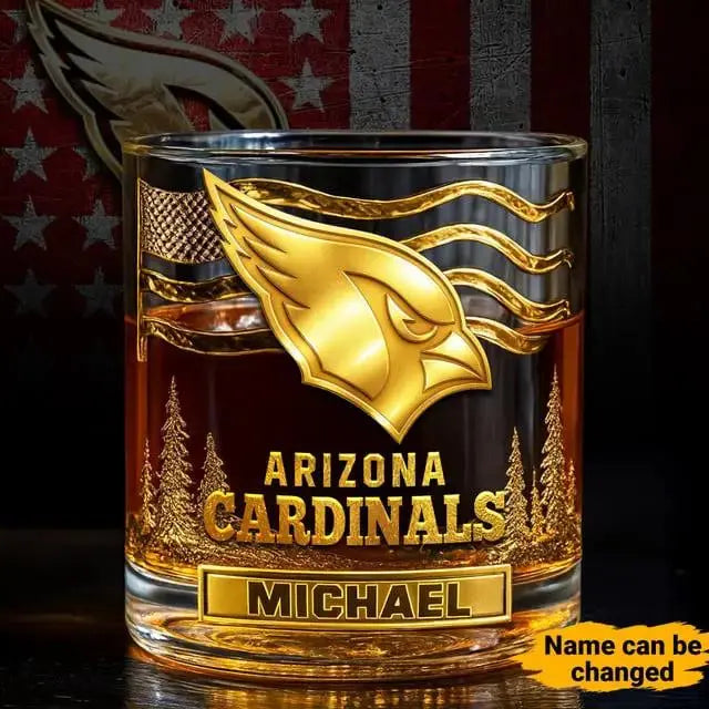 Arizona Cardinals Golden Logo Whiskey Glass SP03