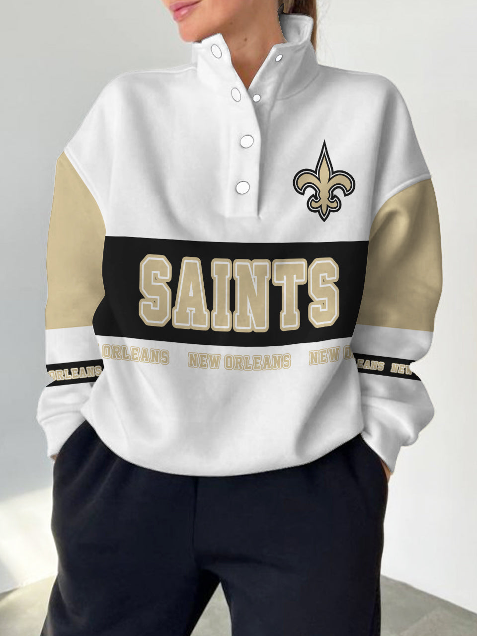 New Orleans Saints Casual Colorful Stand Collar Sweatshirt AZBTSCSW000541