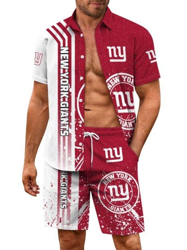New York Giants Combo Hawaiian Shirt and Shorts AZBTHWSS000208