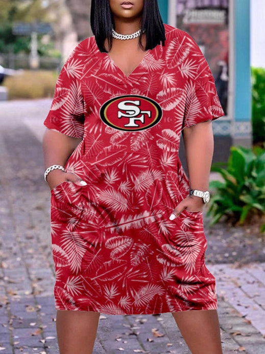San Francisco 49ers V-neck Casual Pocket Dress Limited Edition AZBTVCPD000271