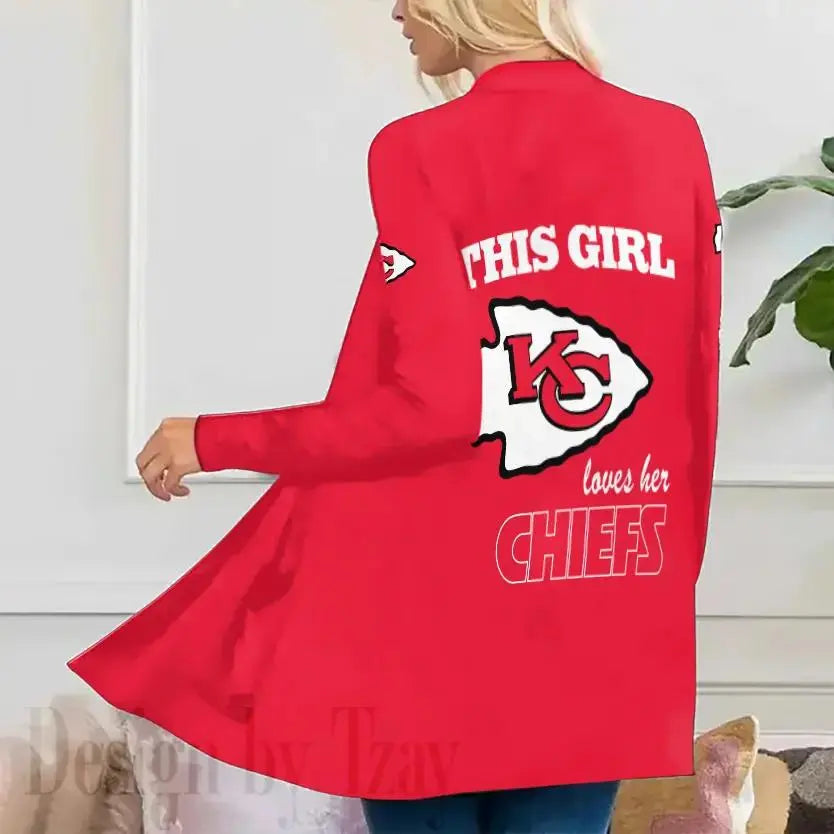 Kansas City Chiefs Women Patch Pocket Cardigan BT096