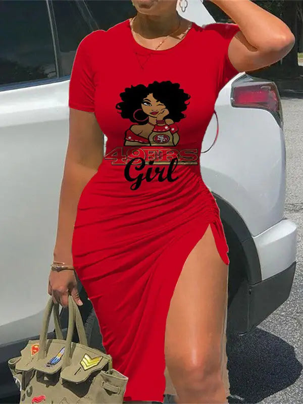 San Francisco 49ers Slit Bodycon Dress AZBTSBD000022