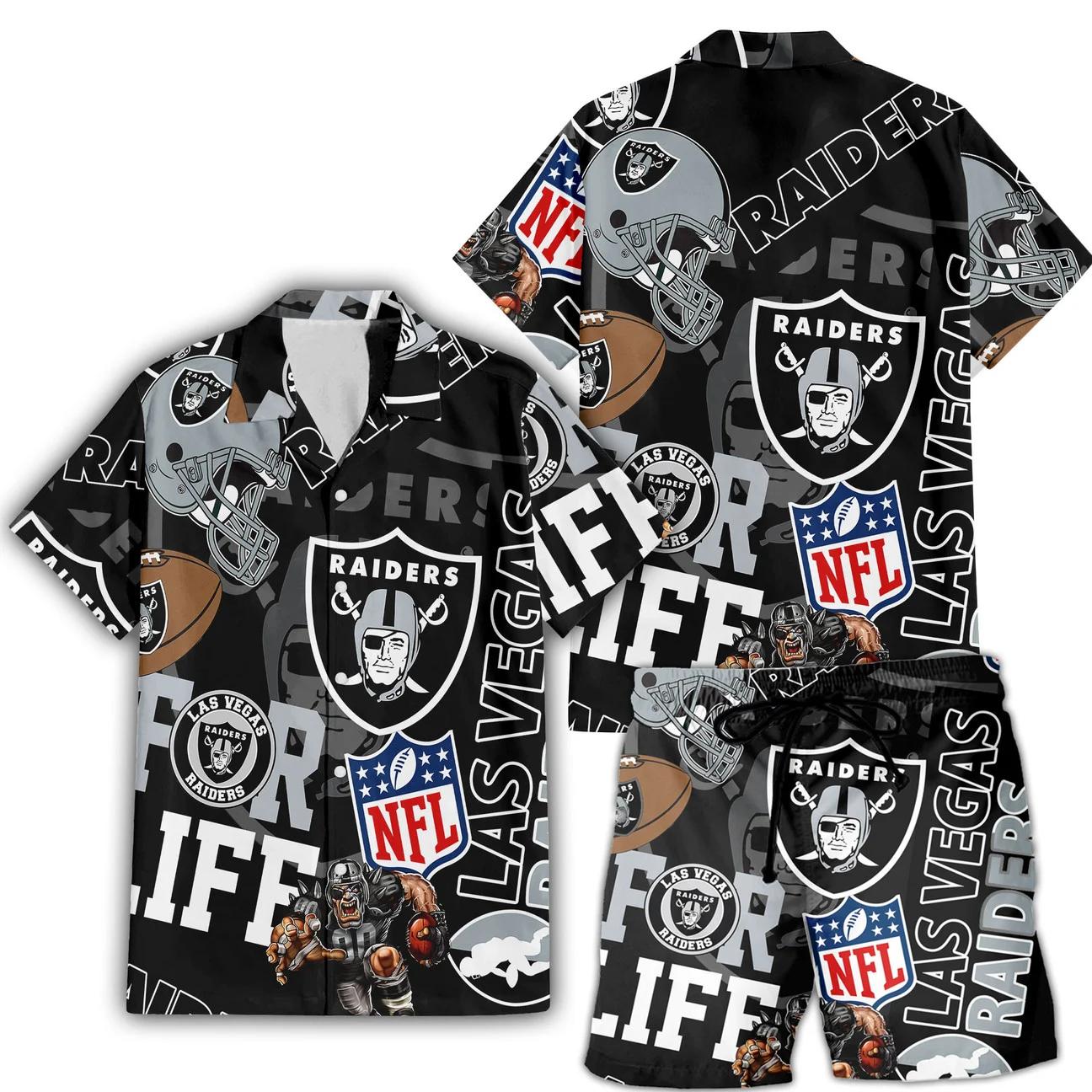 Las Vegas Raiders Custom Limited Edition For Life Hawaiian Shirt and Shorts AZHAHWSS000268