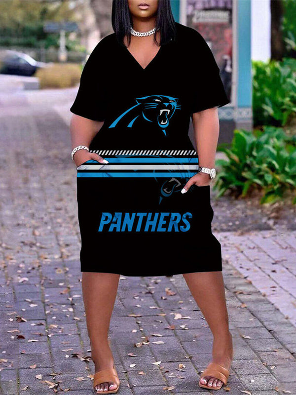 Carolina Panthers V-neck Casual Pocket Dress Limited Edition AZBTVCPD000168