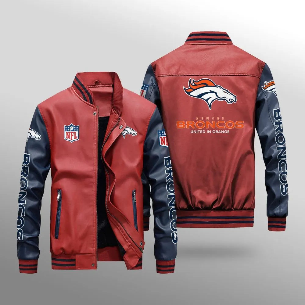 Denver Broncos Leather Bomber Jacket BG03