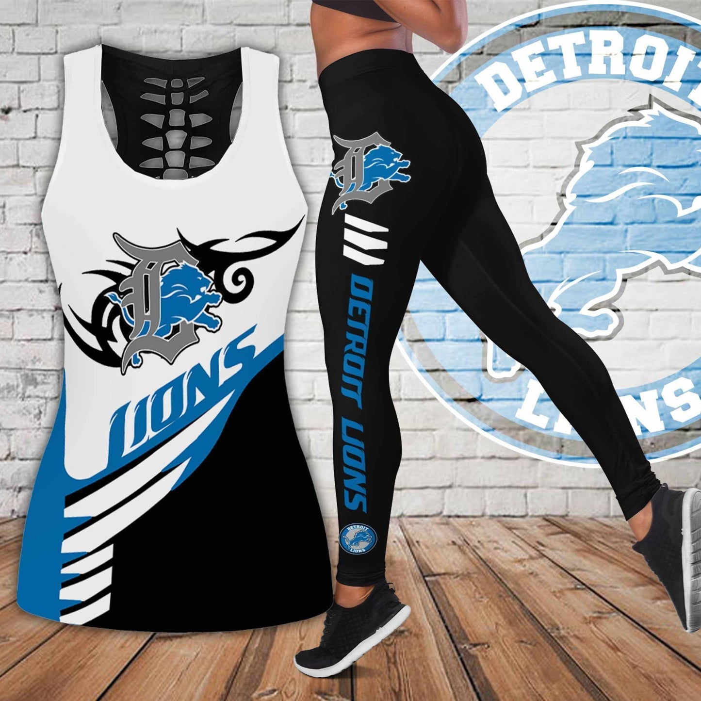 Detroit Lions Leggings and Tank Top Limited 019