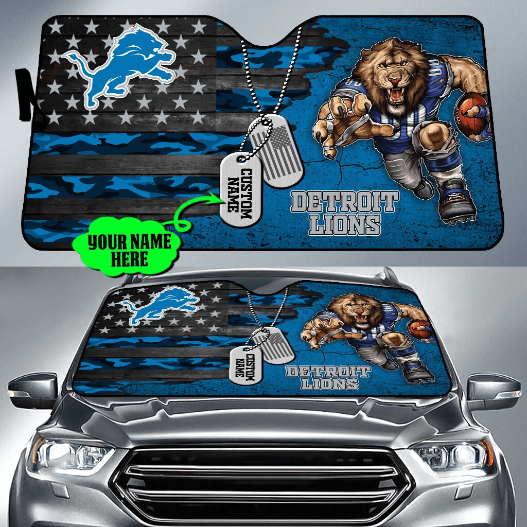 Detroit Lions Personalized Auto Sun Shade BG41