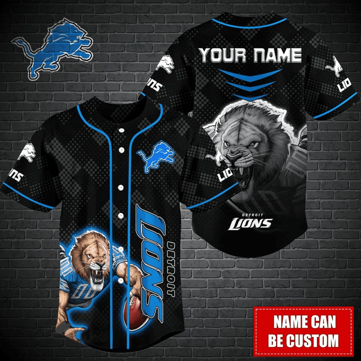 Detroit Lions Personalized Baseball Jersey BG358