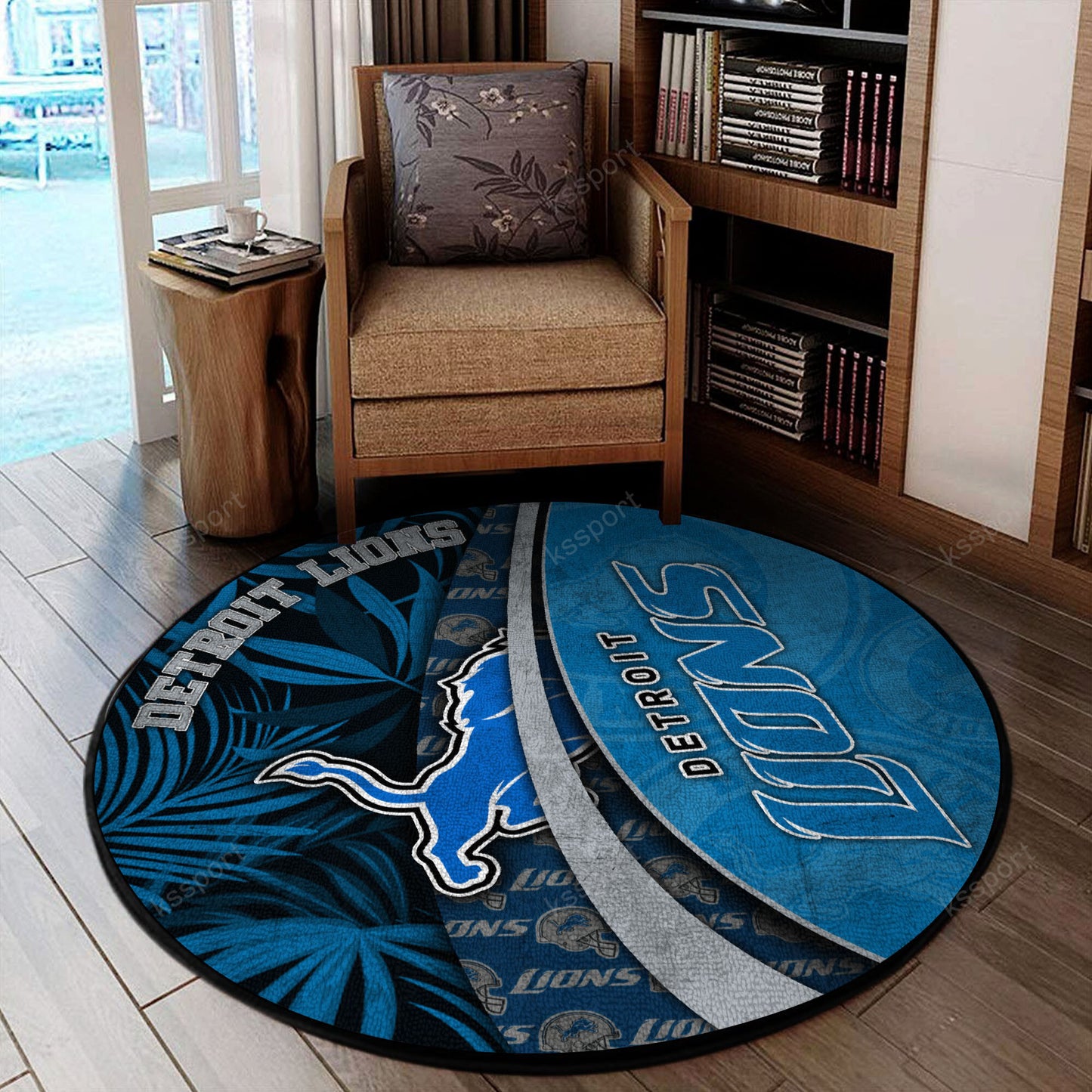 Detroit Lions Round Rug 130