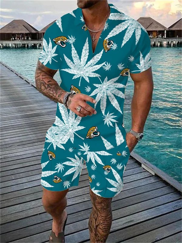 Jacksonville Jaguars Zip Polo Shirt And Shorts Men AZPLZ288