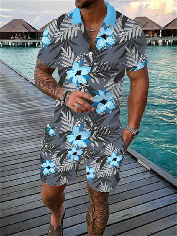 Carolina Panthers Zip Polo Shirt And Shorts Men AZPLZ255