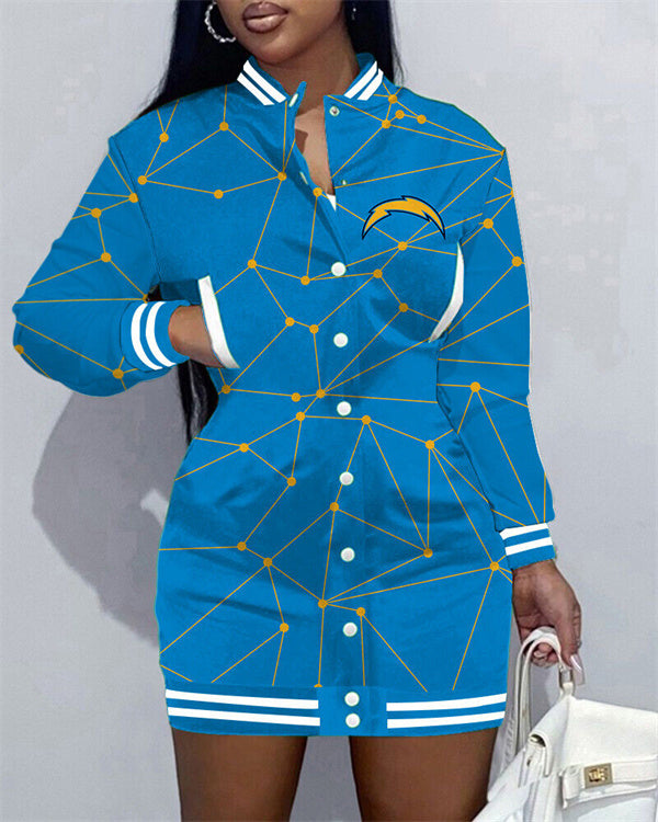 Los Angeles Chargers Women Button Down Jacket Dress AZBTBDJD000039