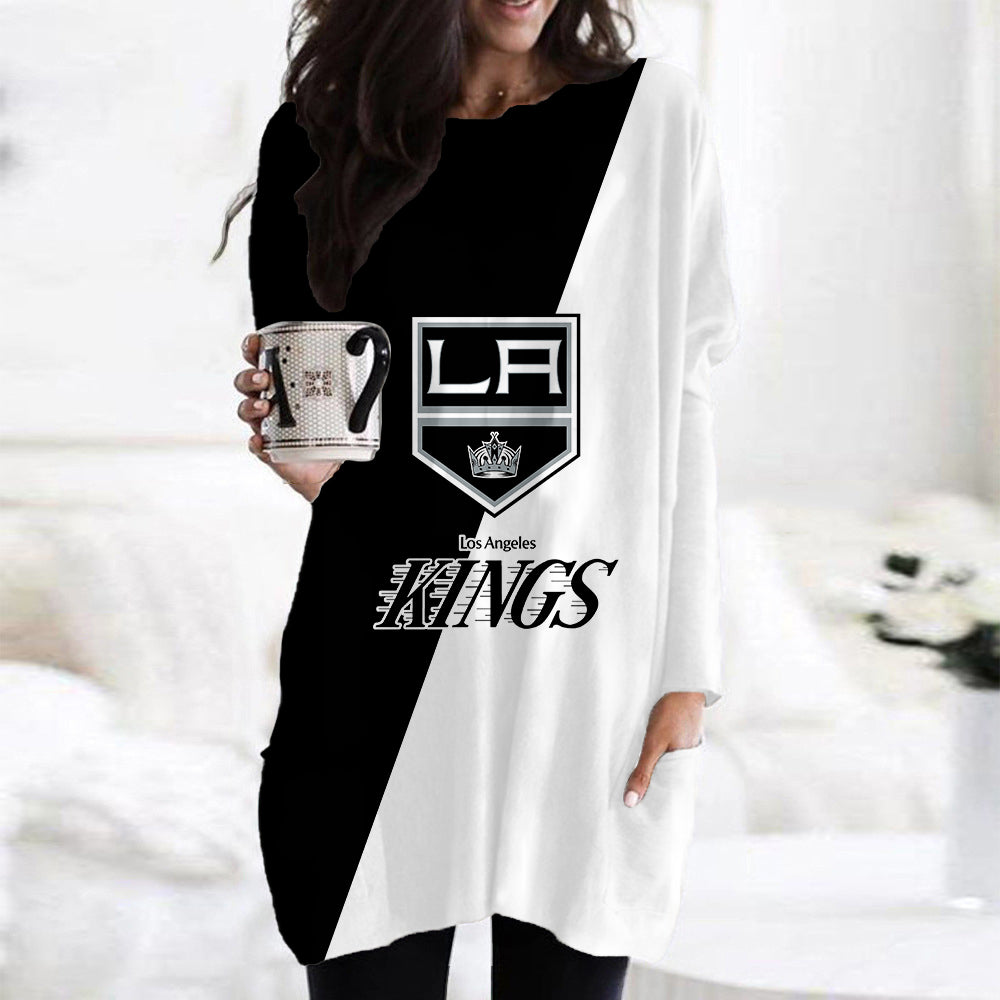 Los Angeles Kings Casual Long Sleeve Pocket Dress AZBTLSPD000088
