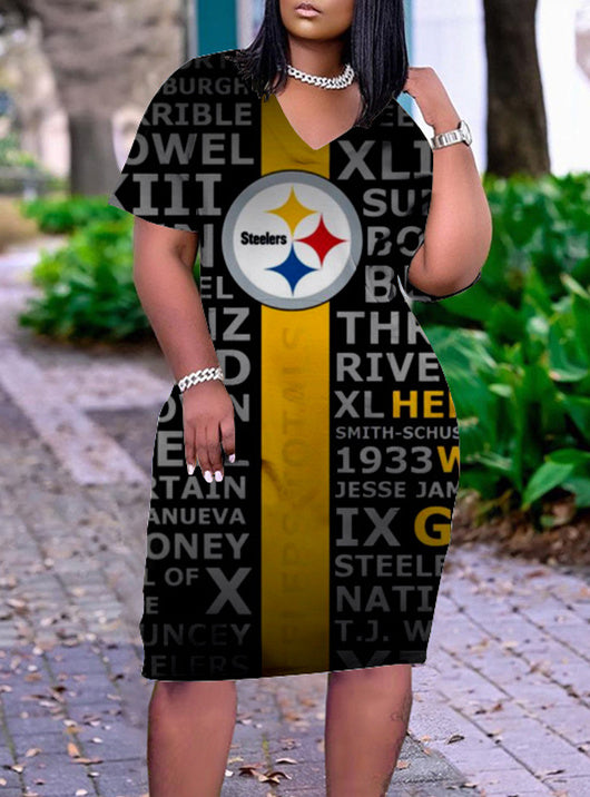 Pittsburgh Steelers V-neck Casual Pocket Dress Limited Edition AZBTVCPD000113