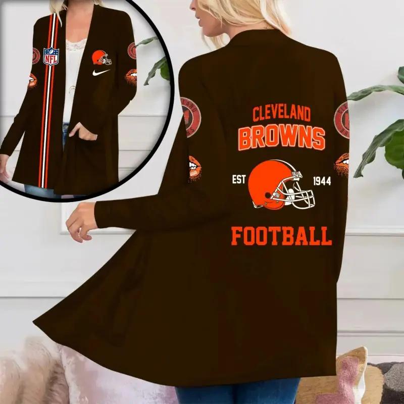 Cleveland Browns Women Patch Pocket Cardigan BT043