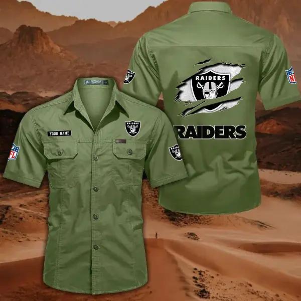 Las Vegas Raiders Men’s Short Sleeve Cargo Shirts New 2025 AZBT2DCGS000017