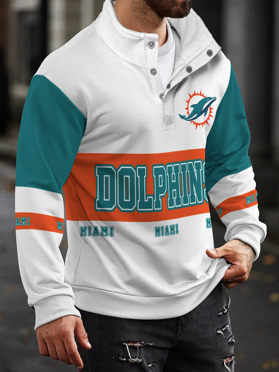 Miami Dolphins Casual Colorful Stand Collar Sweatshirt AZBTSCSW000246