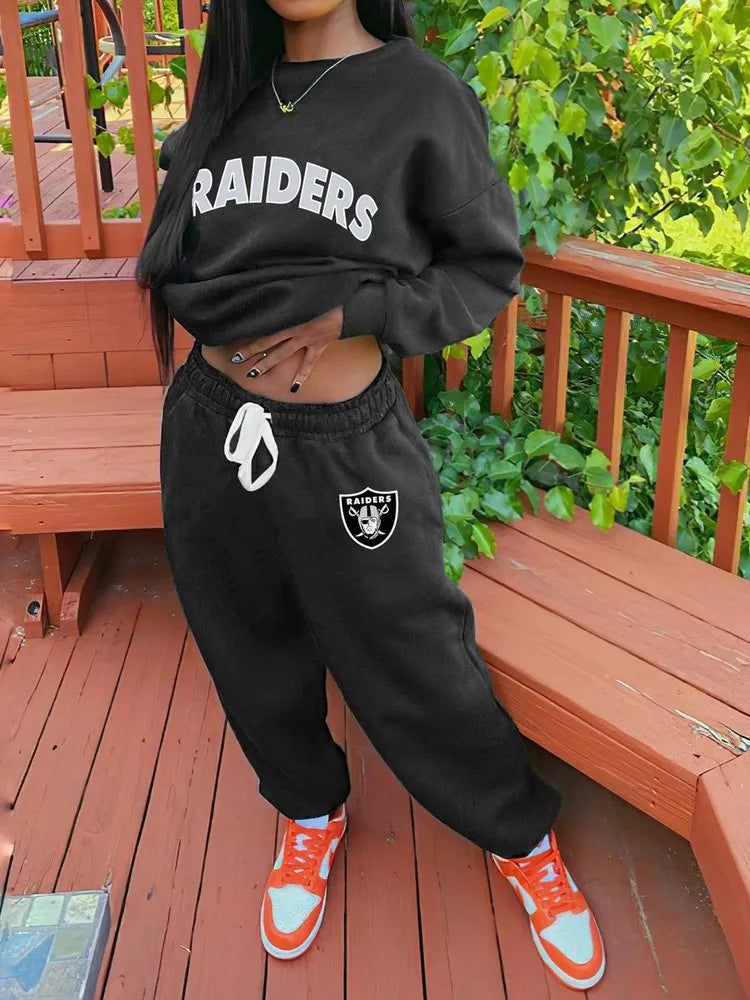 Las Vegas Raiders Drop Shoulder Sweatshirt and Sweatpants AZBTDSS000005