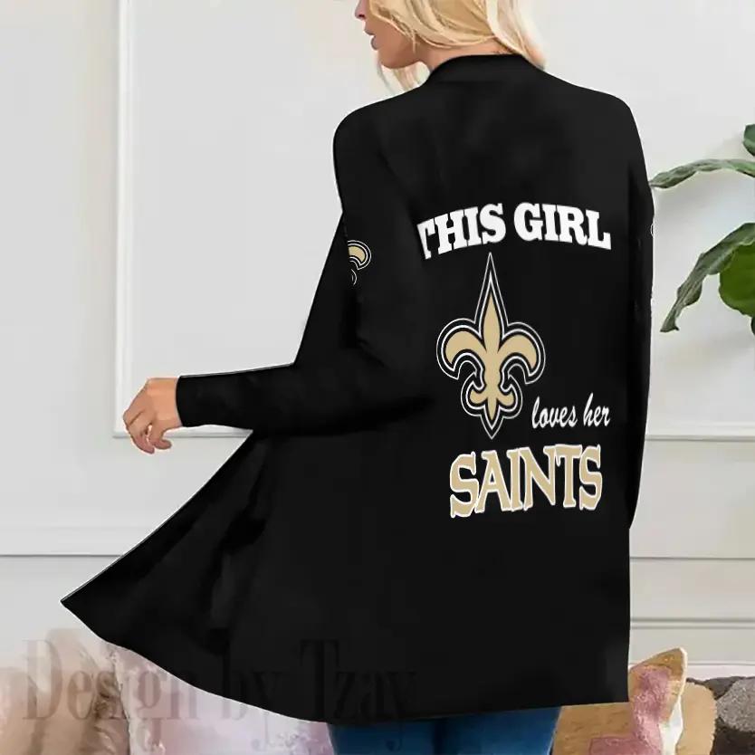 New Orleans Saints Women Patch Pocket Cardigan BT137