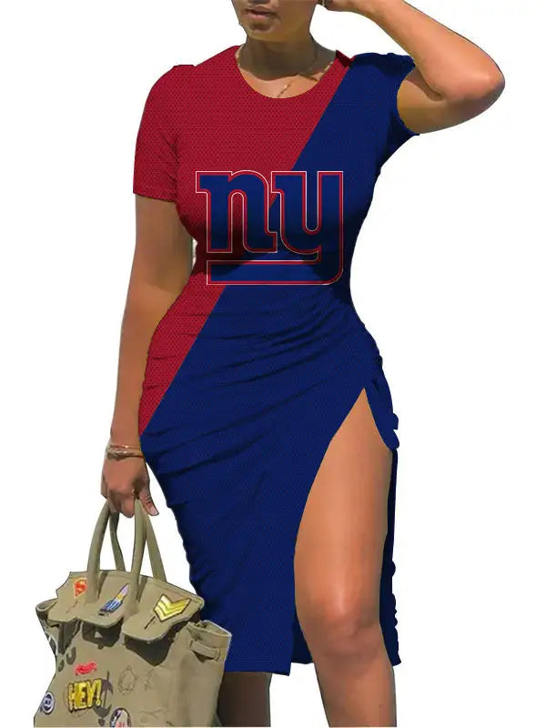 New York Giants Slit Bodycon Dress AZBTSBD000032