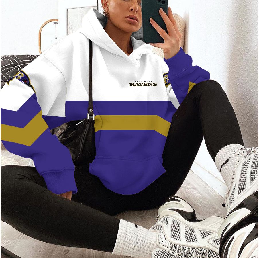 Baltimore Ravens Printed Hooded Pocket Pullover Hoodie AZBTPH000029