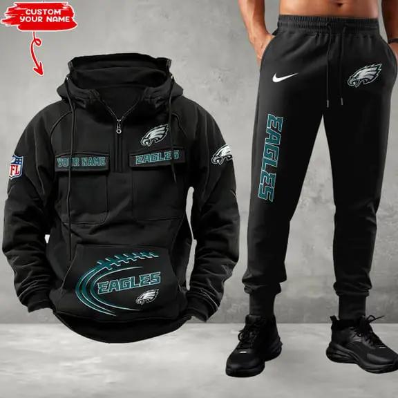 Philadelphia Eagles Combo Multi-Pockets Hoodie And Pants EM24