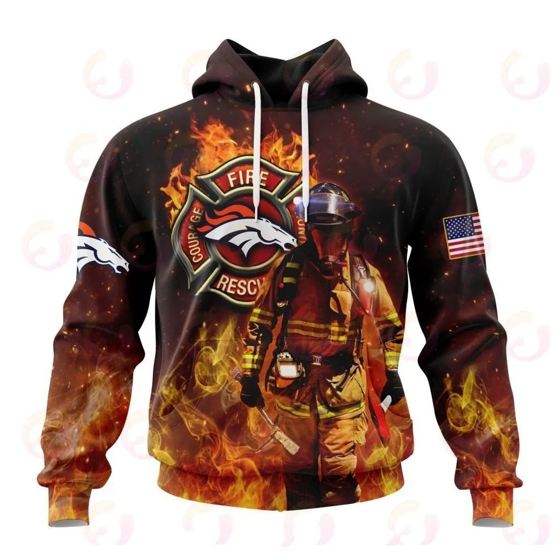 Denver Broncos Honor Firefighters – First Responders All Over Printed T-shirt Sweatshirt Hoodie AZCHD833
