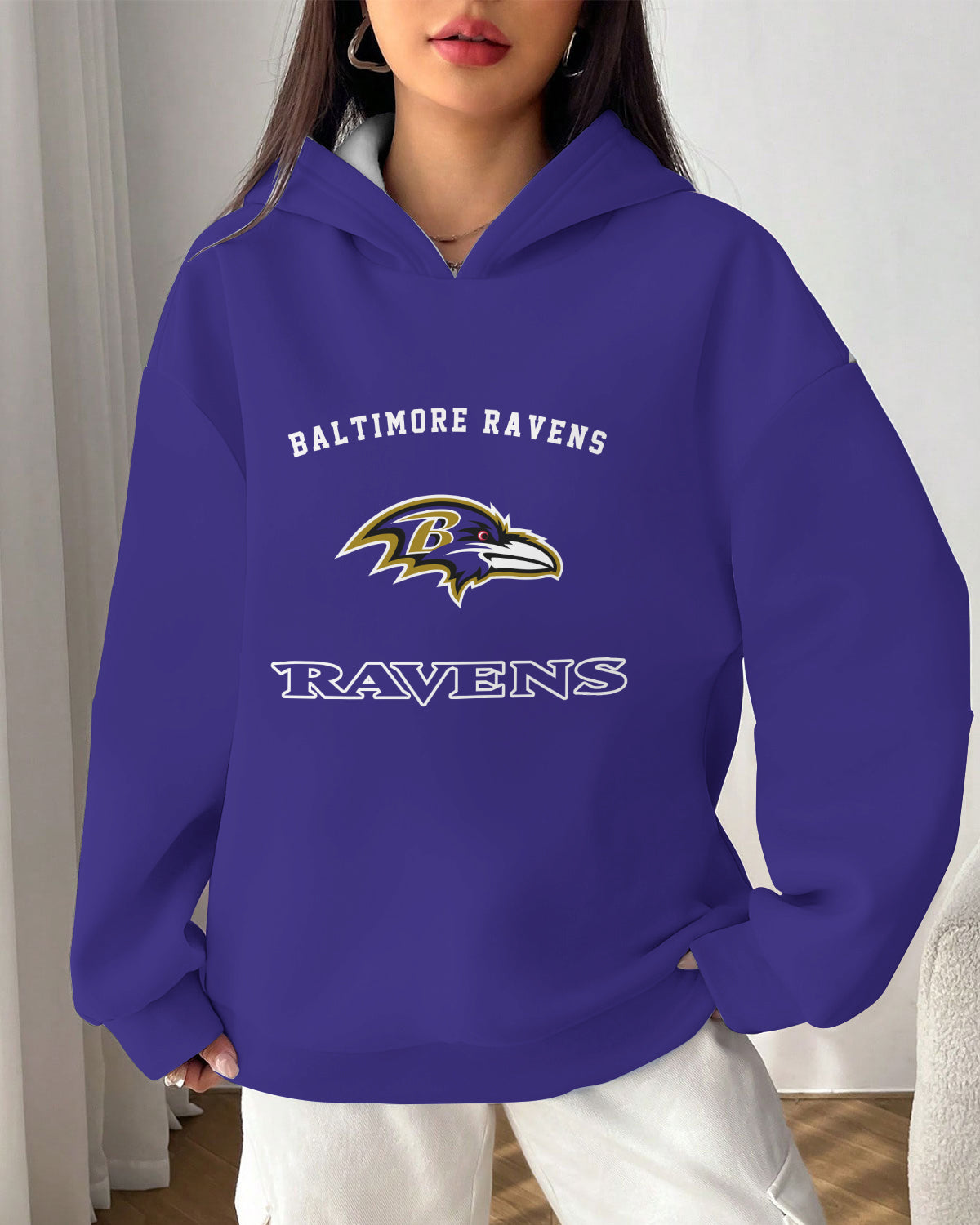 Baltimore Ravens Printed Hooded Pocket Pullover Hoodie AZBTPH000091