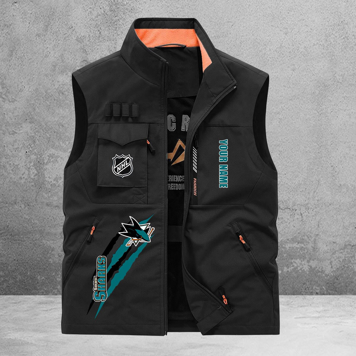 San Jose Sharks New Personalized Multi-Pockets Vest AZBTMPV000191