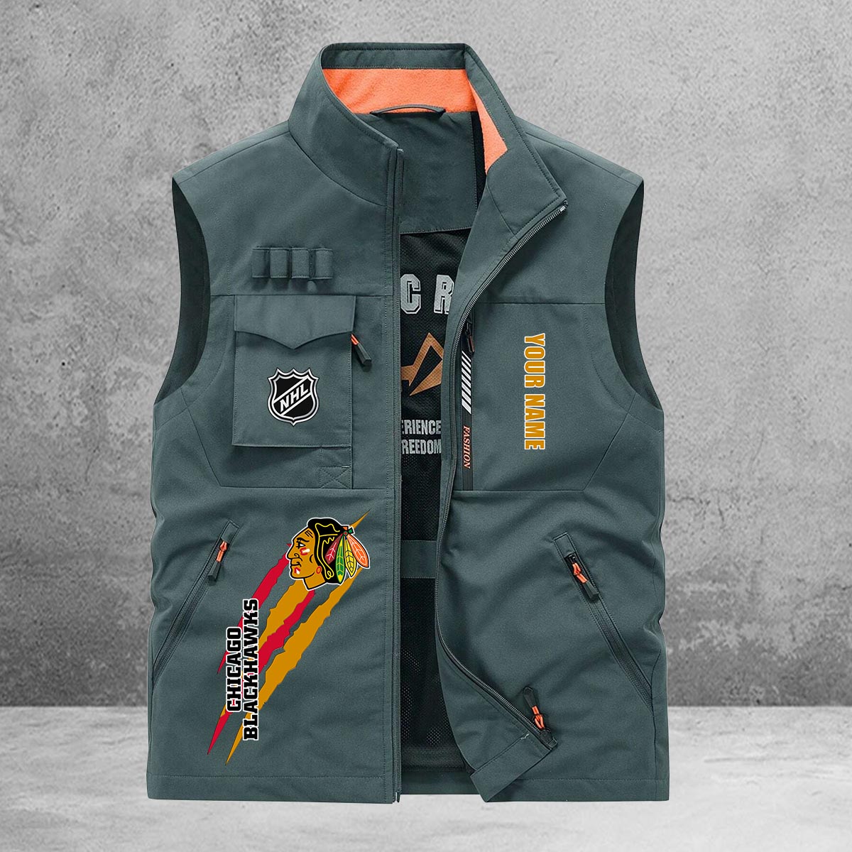 Chicago Blackhawks New Personalized Multi-Pockets Vest AZBTMPV000192