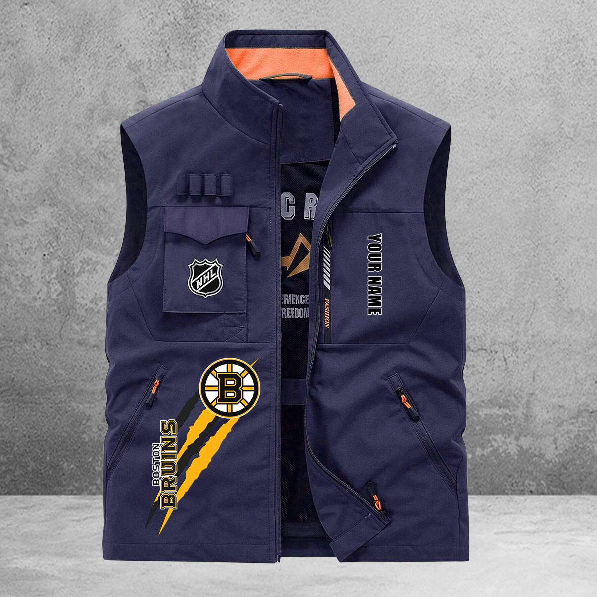 Boston Bruins New Personalized Multi-Pockets Vest AZBTMPV000195