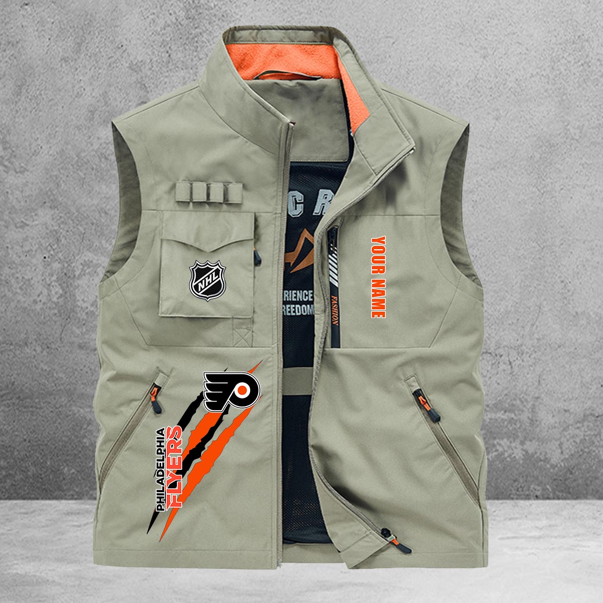 Philadelphia Flyers New Personalized Multi-Pockets Vest AZBTMPV000190