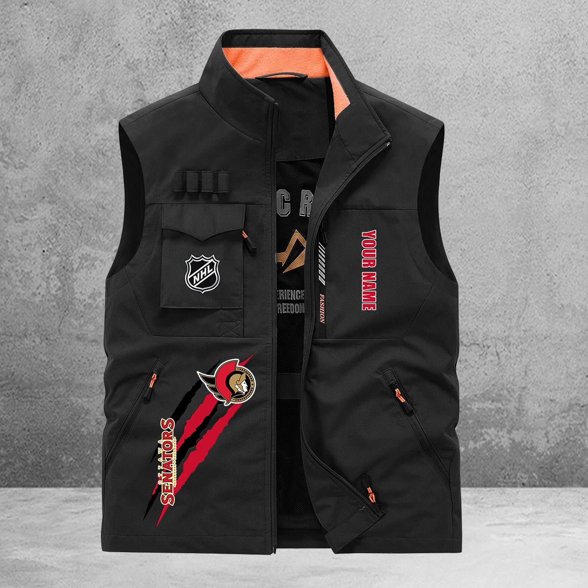 Ottawa Senators New Personalized Multi-Pockets Vest AZBTMPV000174