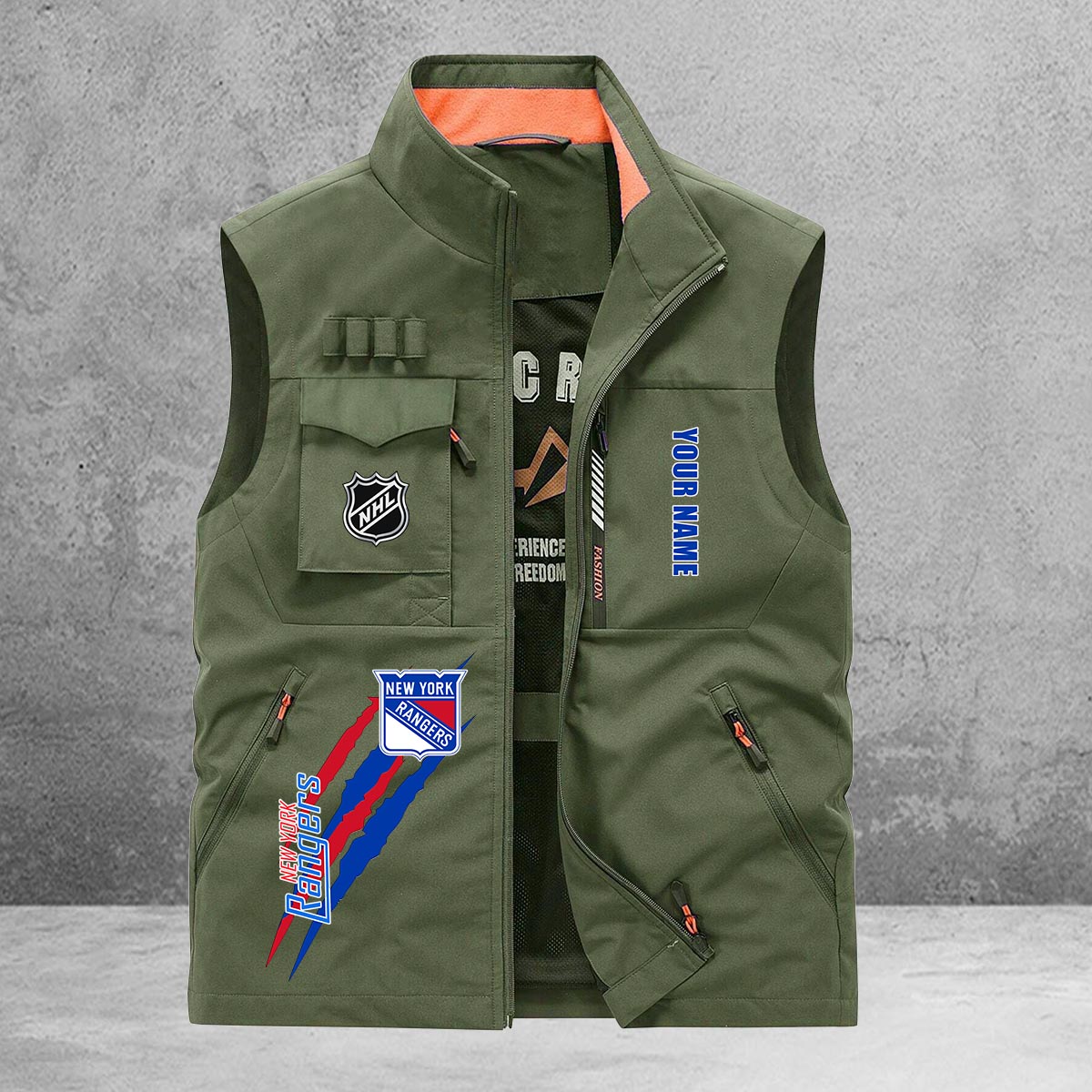 New York Rangers New Personalized Multi-Pockets Vest AZBTMPV000180
