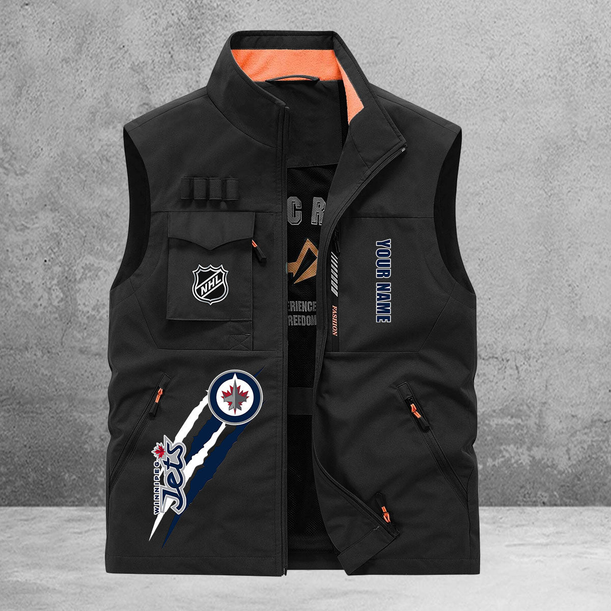 Winnipeg Jets New Personalized Multi-Pockets Vest AZBTMPV000181
