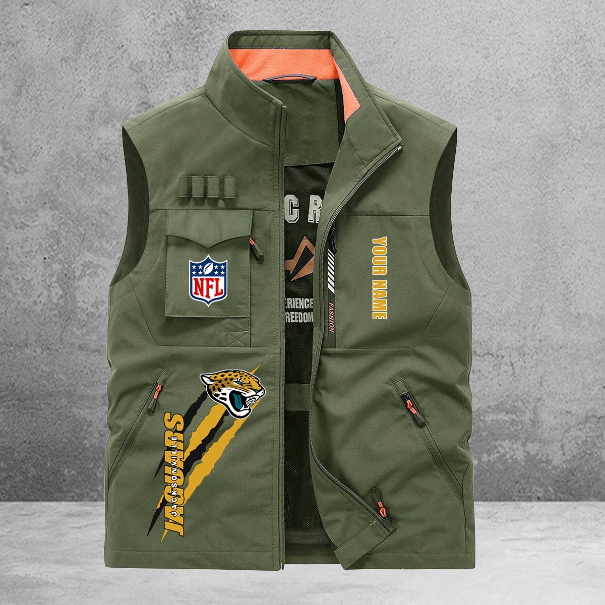 Jacksonville Jaguars New Personalized Multi-Pockets Vest AZBTMPV000168