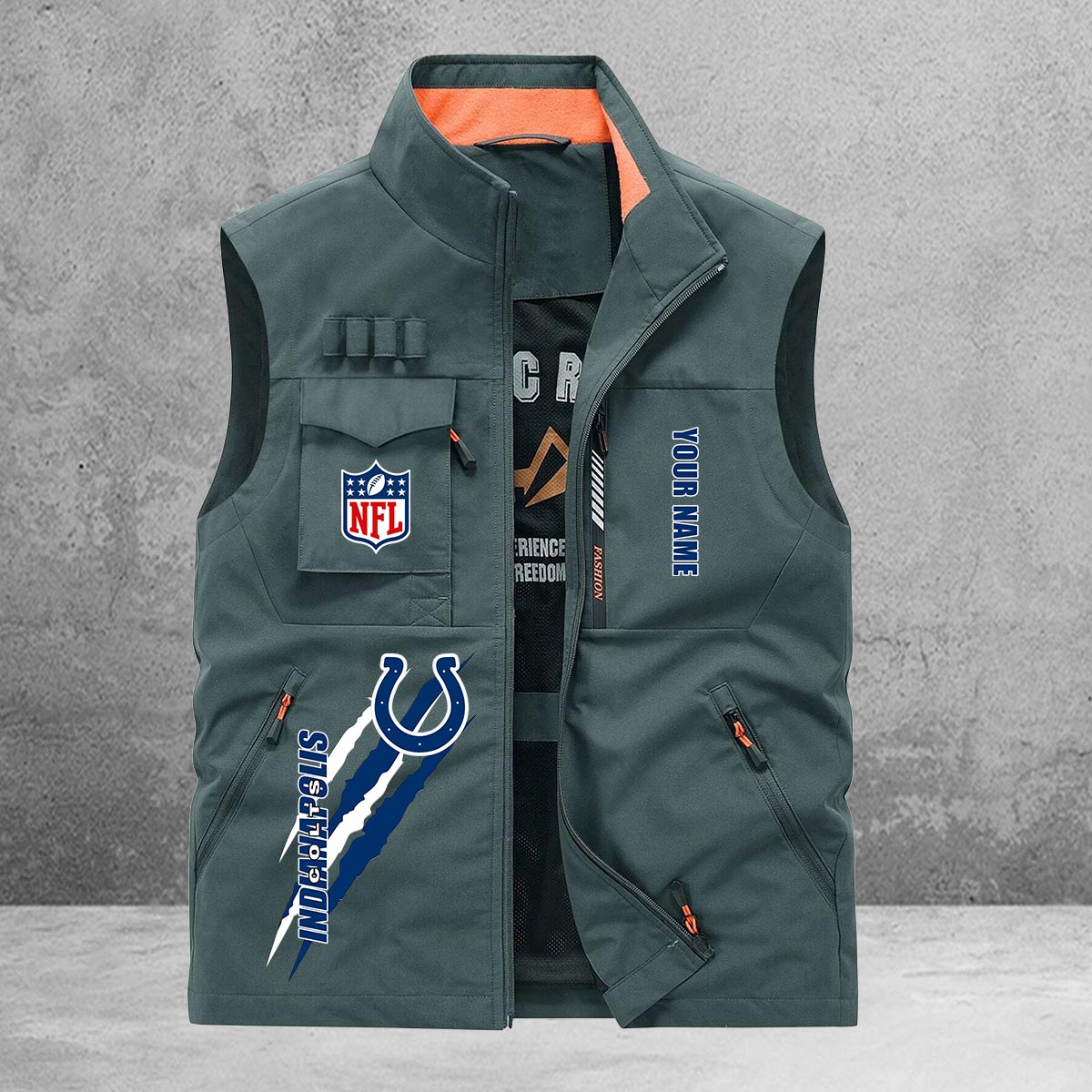 Indianapolis Colts New Personalized Multi-Pockets Vest AZBTMPV000163
