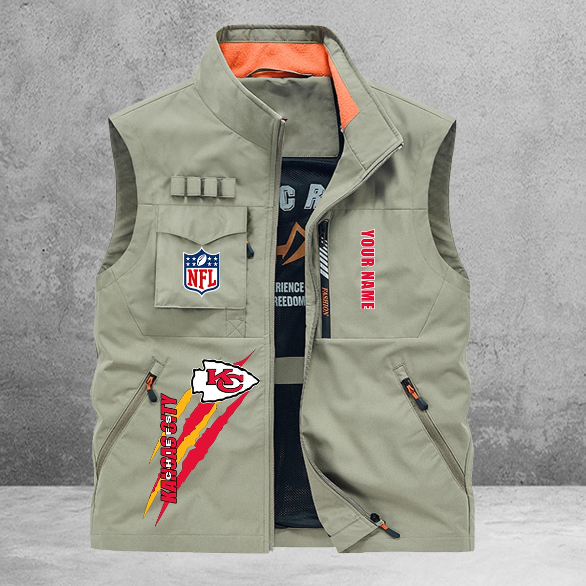 Kansas City Chiefs New Personalized Multi-Pockets Vest AZBTMPV000165