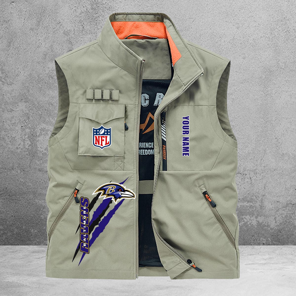 Baltimore Ravens New Personalized Multi-Pockets Vest AZBTMPV000137