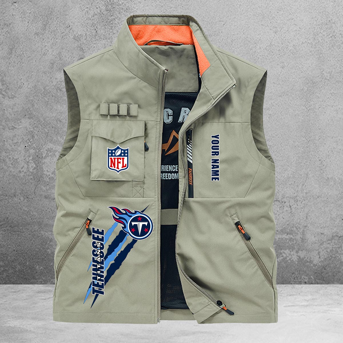 Tennessee Titans New Personalized Multi-Pockets Vest AZBTMPV000142