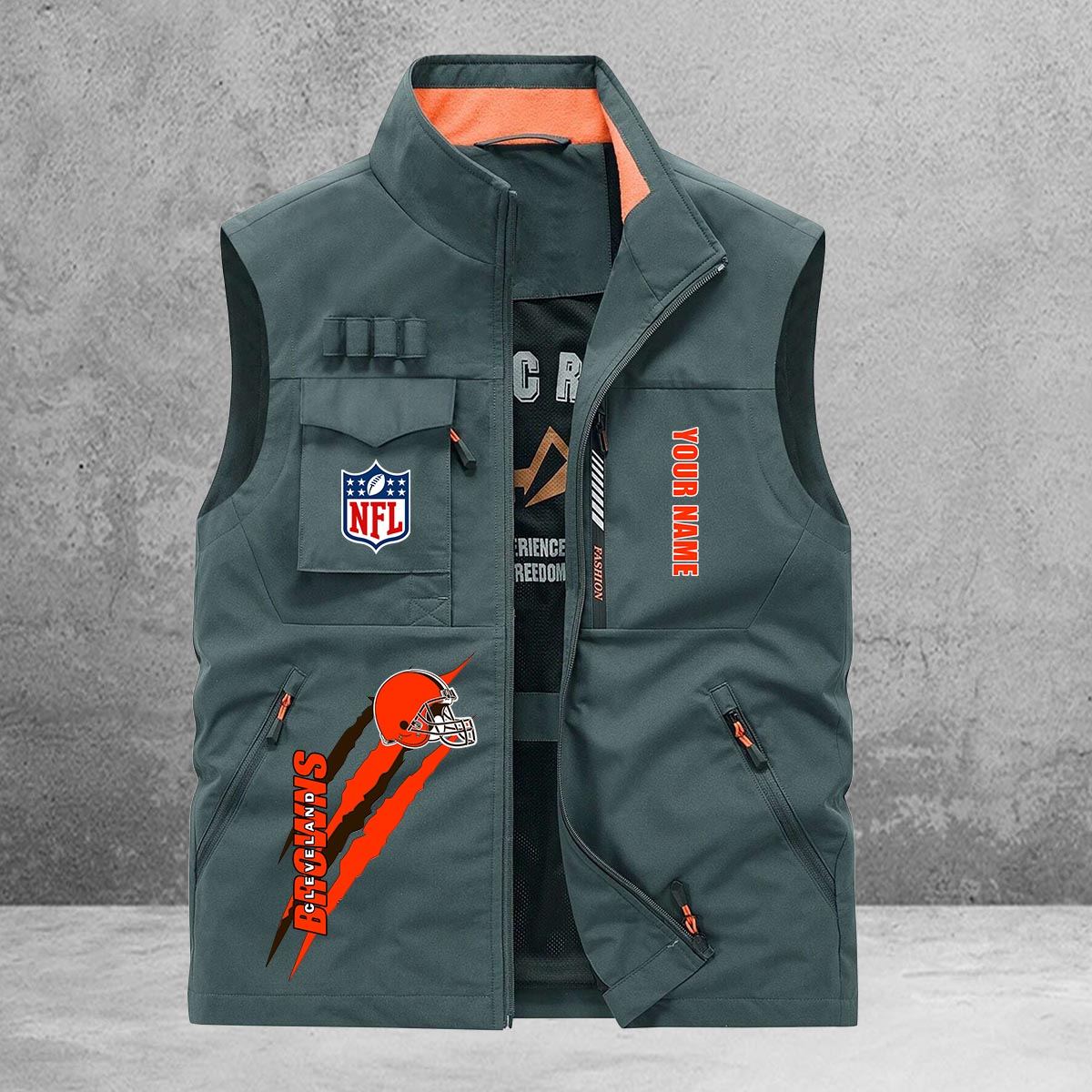 Cleveland Browns New Personalized Multi-Pockets Vest AZBTMPV000155