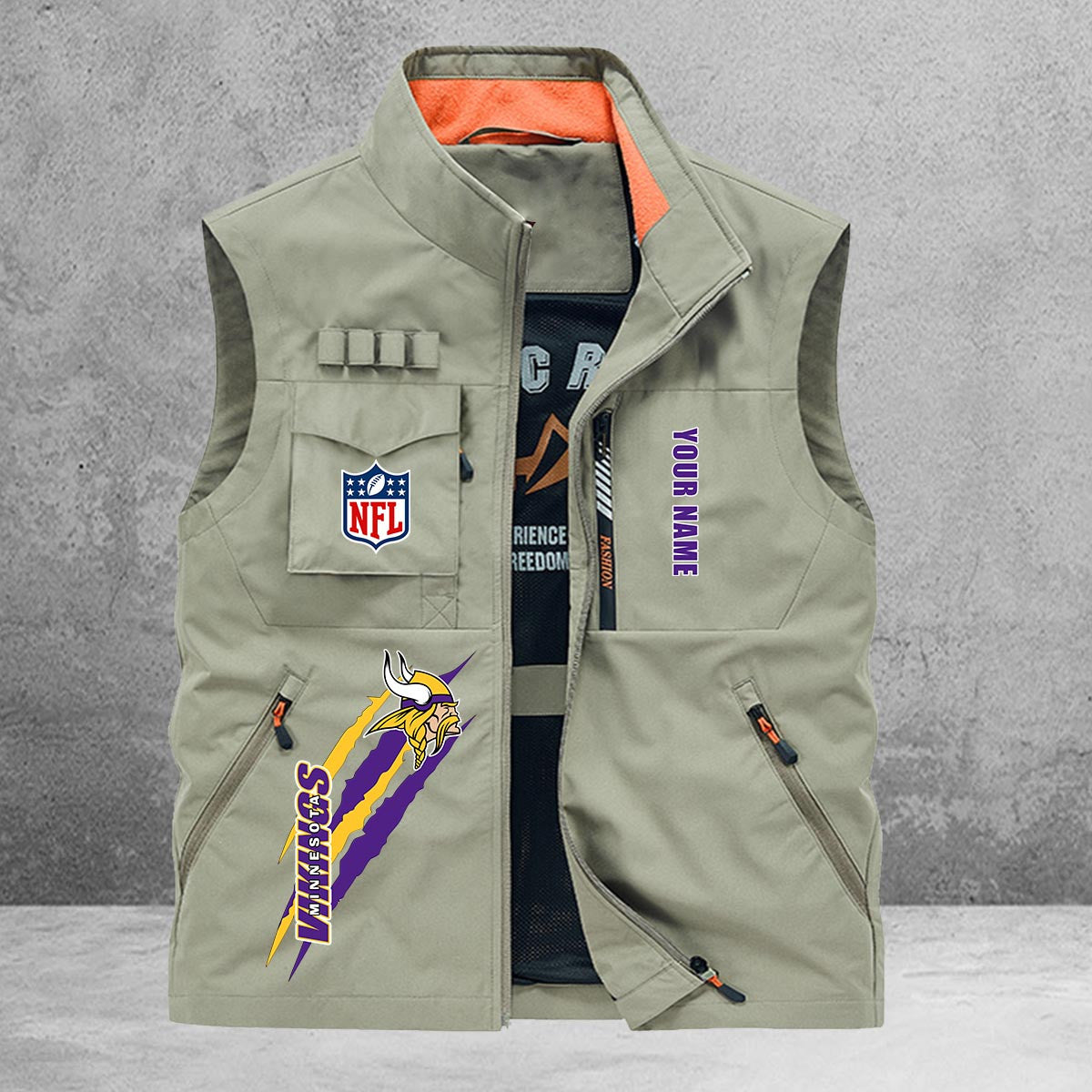 Minnesota Vikings New Personalized Multi-Pockets Vest AZBTMPV000156