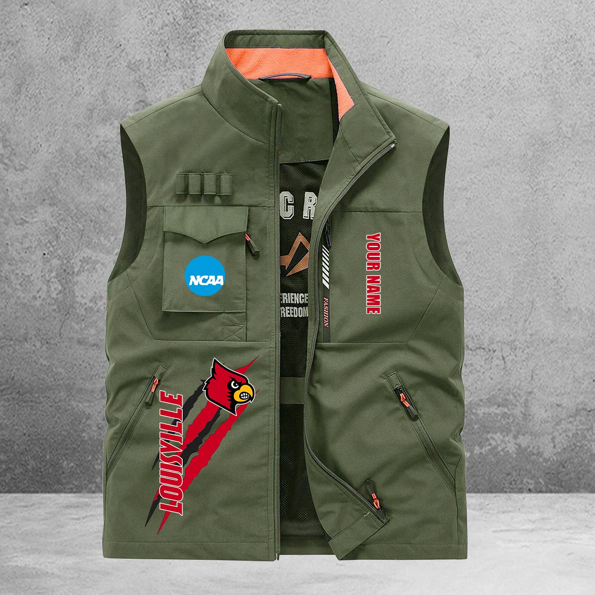 Louisville Cardinals New Personalized Multi-Pockets Vest AZBTMPV000014