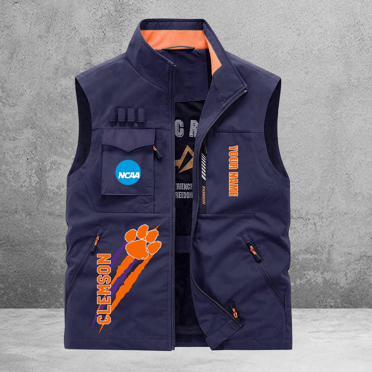 Clemson Tigers New Personalized Multi-Pockets Vest AZBTMPV000016