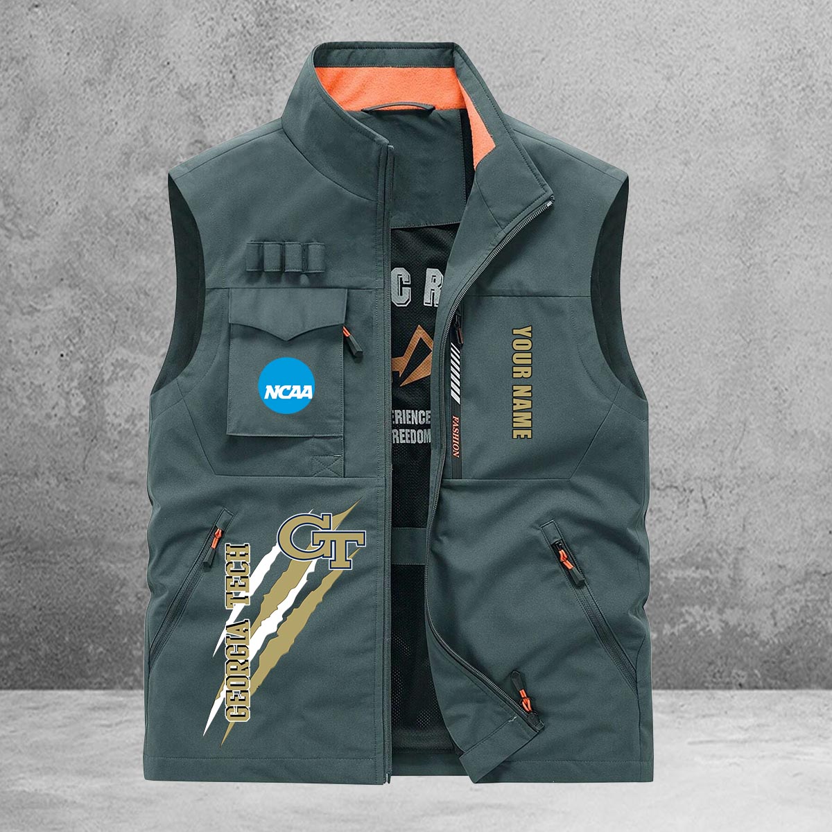 Georgia Tech Yellow Jackets New Personalized Multi-Pockets Vest AZBTMPV000018