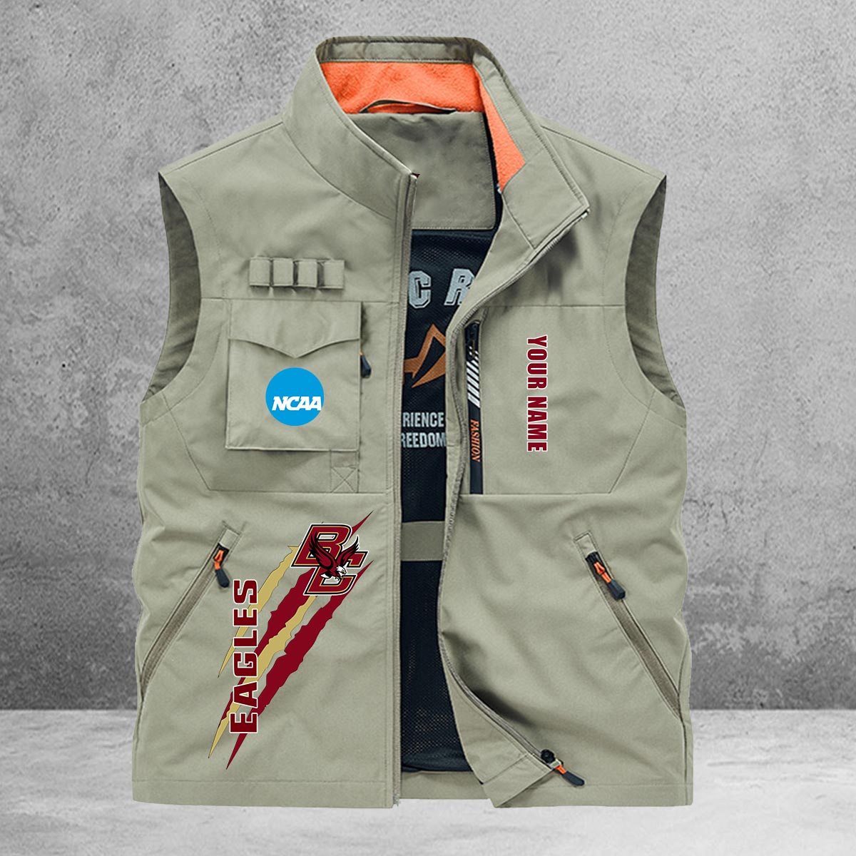 Boston College Eagles New Personalized Multi-Pockets Vest AZBTMPV000031