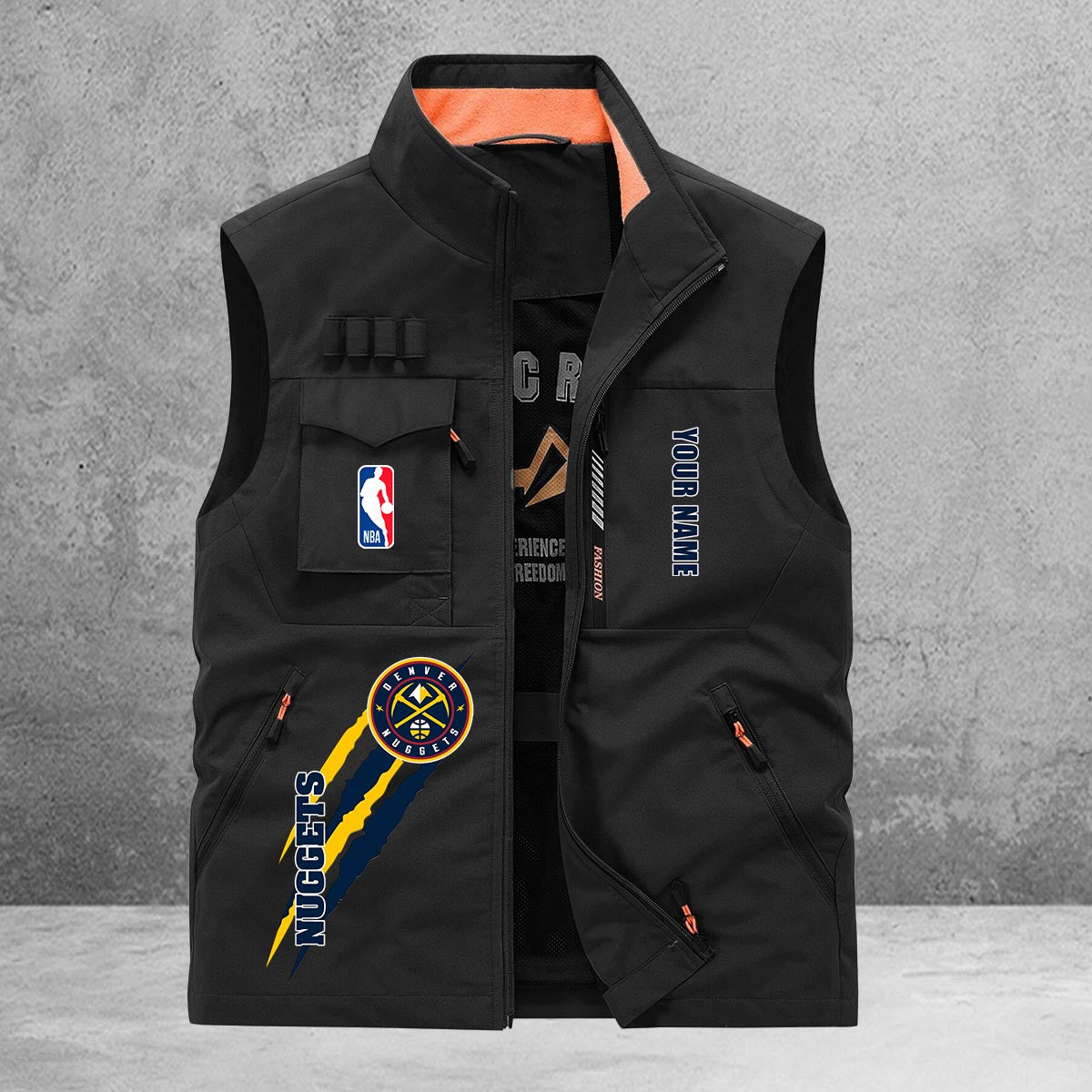 Denver Nuggets New Personalized Multi-Pockets Vest AZBTMPV000106